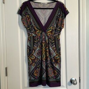 Bailey Blue Multicolor Midi Dress with Pockets